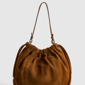Fadbuzz Women's Tan Suede Gathered Hobo Bag