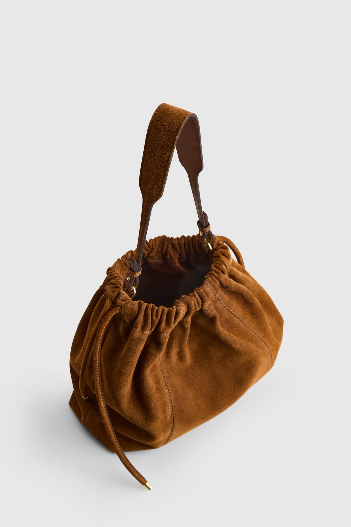 Fadbuzz Women's Tan Suede Gathered Hobo Bag - Image 3