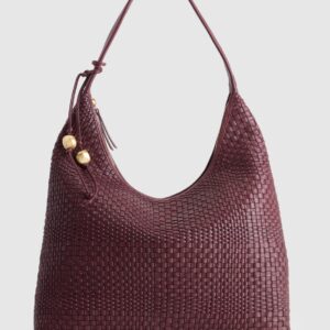 Fadbuzz Women's Burgundy Woven Hobo Shoulder Bag