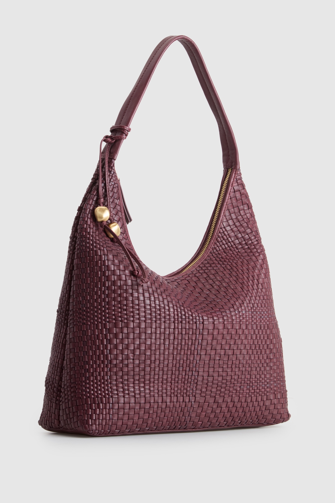 Fadbuzz Women's Burgundy Woven Hobo Shoulder Bag - Image 2